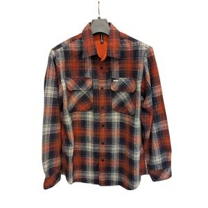RCVA Flannel Button Up Shirt Mens Size Small Wool Blend Red Plaid Long‎ Sleeve